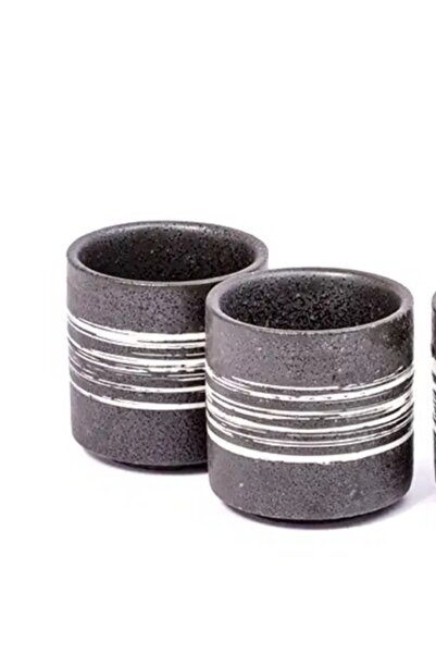 b11 Black ceramic mug set with white stripes – modern design