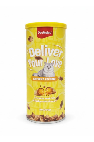 PetMetro مكافآت "أوصل حبك" للقطط - دجاج وصفار بيض (200 غرام)