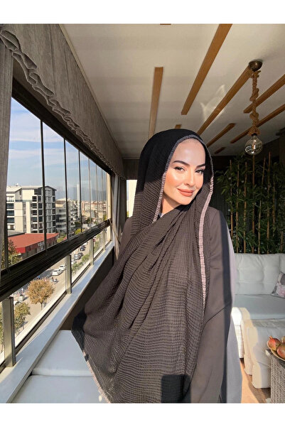 VaVscarfs Muslin Shawl - Piped Muslin Shawl Grey-Black