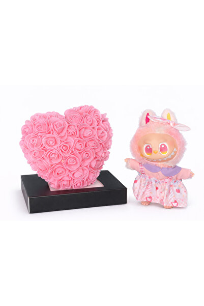 OEM Labubu Gift and Heart of Roses 15x15cm with Foam Flowers, in Transparent ...