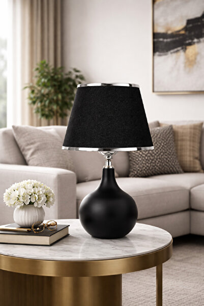 571 Store Ş SERİSİ ELİPSTİK MASA ABAJURU METAL AYAK KUMAŞ BAŞLIK AYDINLATMA