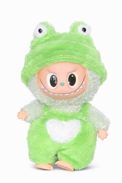 OEM Breloc de pluș - tip Labubu - 15 cm - îmbrăcat ca o broască - verde