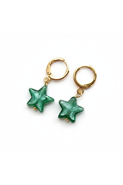 House of Crystals Gold Plated Earrings with Murano Star Pendants Rhea