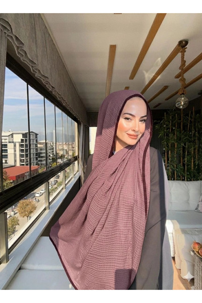 VaVscarfs Muslin Shawl - Piped Muslin Shawl Burgundy-Dried Rose