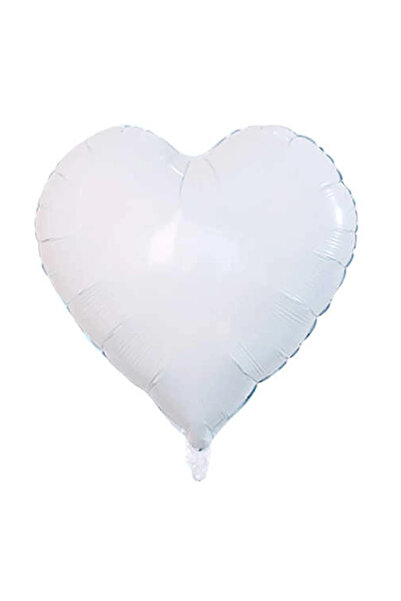 Net Satıcı Kalp Folyo Balon 45 cm Beyaz – Helyum Uyumlu Uçan Kalp Balon | Evl...