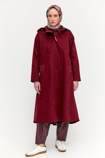 Setrms Fermuarlı Kapüşonlu Uzun Kap