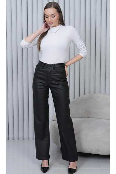 Rich Star Basic Wide Leg Faux Leather Pants