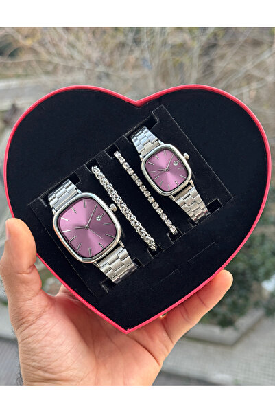 Tulpar Trendy Model Lover Couple Wristwatch Set with Calendar Function in a S...