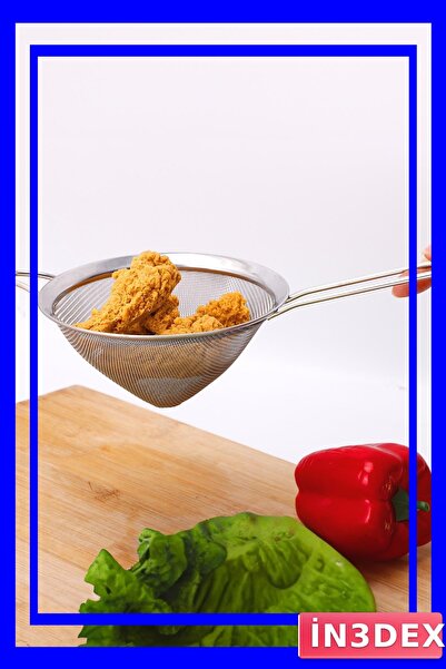 İN3DEX مصفاة مطبخ مخروطية من الفولاذ المقاوم للصدأ بقطر 12 سم مع مقبض