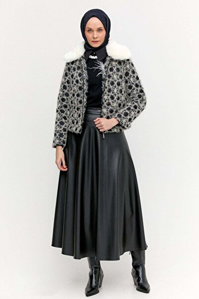 Setrms Suni Kürklü Desenli Kısa Ceket