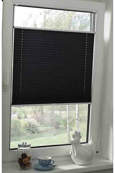 yiteks plise perde Katlanabilir Cam Balkon Plise Perde SİYAH (İsteğe Bağlı Vi...