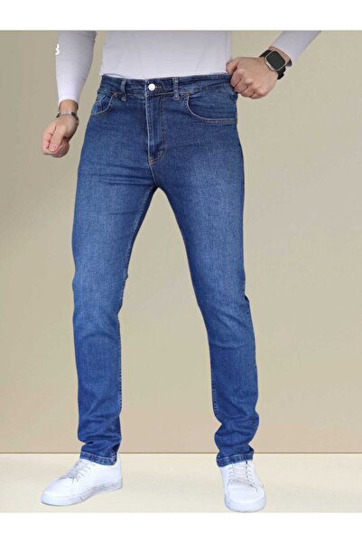 KING SEZAR Ανδρικό τζιν παντελόνι με ελαστικό τελείωμα και εύκαμπτο λάκρα, τύ...