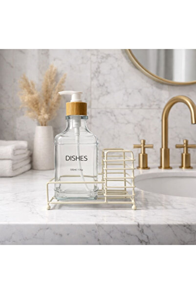 ZÜRİH COLLECTİON موزع صابون زجاجي سائل بلون شفاف حديث - مع غطاء من الخيزران -...