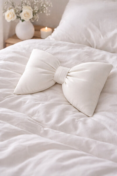 calinahome White 100% Cotton Ribbon Pillow (1 Piece); 30 X 40 Size