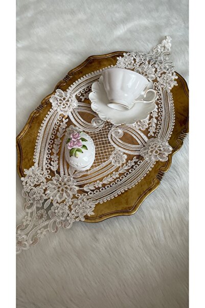 Acurmans Fransız Danteli Kordeneli Sim detaylı Kahve Yanı Sunum Peçetesi ,Tep...