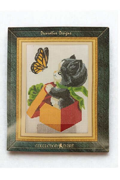 collection d'art Cat Pattern Tapestry Kit Including Thread and Needle 25X20Cm