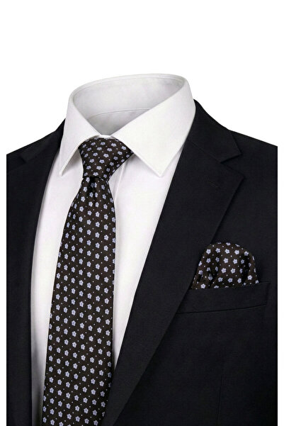 Bursa İpek Black Patterned Silk Tie Set