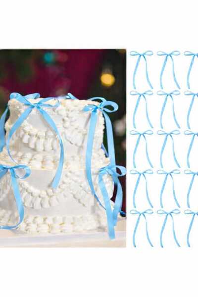 FIRAT.FİYONK FIRAT FİYONK BEBE MAVİ 20 Adet Uzun Hazır Fiyonk | Pasta, Duvar,...