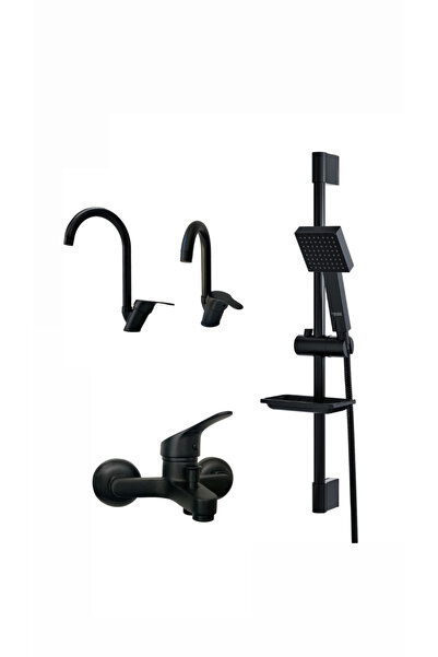 armour armatür Siyah banyo batarya seti sürgülü duş sistemi