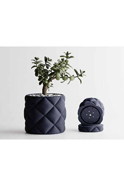 Sani Decorative Pot, Atlanta Small 91 x 91 x 85 mm, Dark Blue Matt