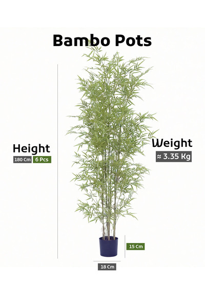 Generic 180cm Artificial Bamboo Plant in Pot – Realistic 6 Stalks Indoor Home...