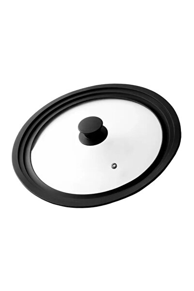 ERATEC Cam Kapak – Siyah Silikon Kenarlı (Ø 28/30/32 cm), Isıya Dayanıklı, Bu...