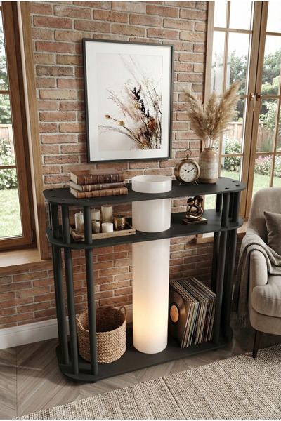 RAVILO Cruise Dresuar Dekoratif Raflı Lambader Siyah