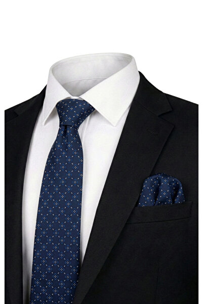 Bursa İpek Set cravată din mătase cu model negru