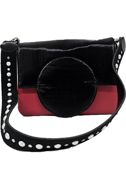 O Bag Polyurethane and eco-leather bag, Black/Red