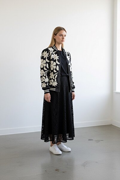 Molly Nelly Γυναικεία ελαστική μακριά φούστα με επένδυση και κορδόνια