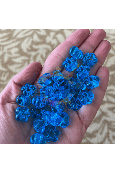 Bonanka 1 adet 10 mm Şeffaf Mavi Renk Papatya Model Cam Boncuk - 008