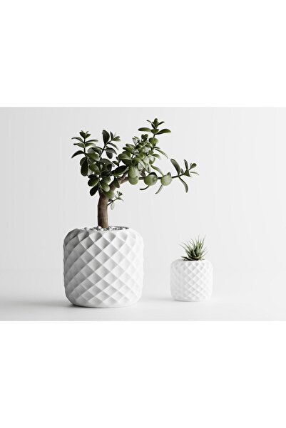 Sani Decorative pot Sani, Diamond, 94 x 94 x 200 mm, Matt White