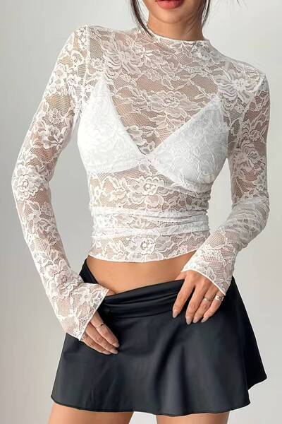 Yenicici Seksi Bluz Transparan Bluz Full Güpür Likralı Dantel Bluz Seksi Body...