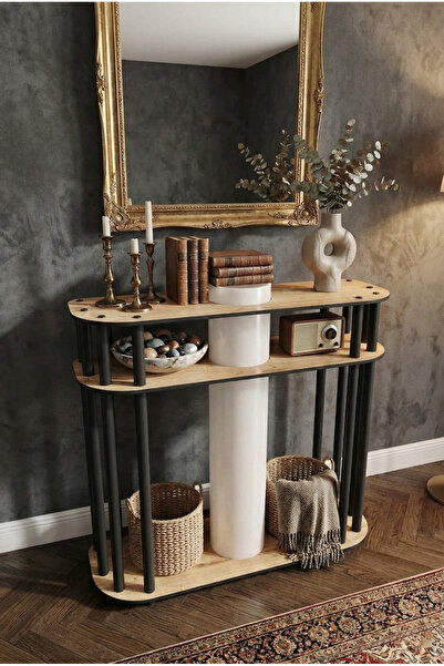 RAVILO Cruise Dresuar Dekoratif Raflı Lambader Meşe