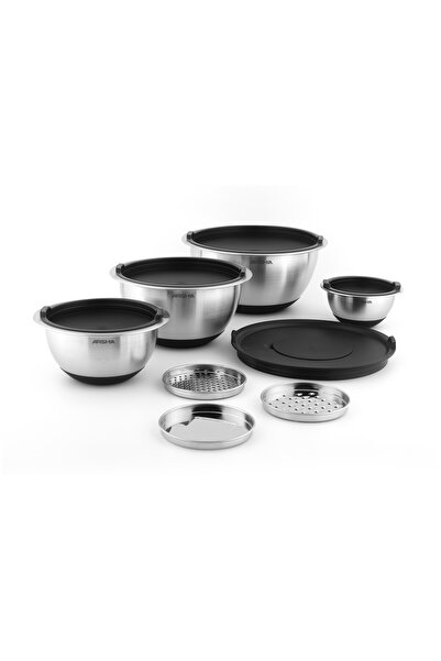 Arshia Arshia 12-Piece Stainless Steel Mixing Bowl Set with Grater – Practica...
