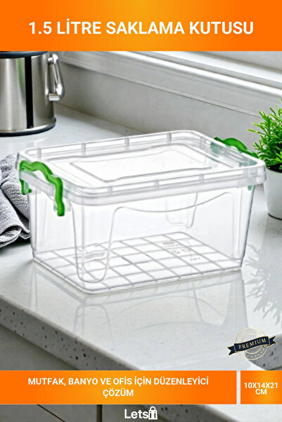 Letsii Compact Transparent Green Clip-On 1.5 Liter Bpa Free Food Grade Stacka...