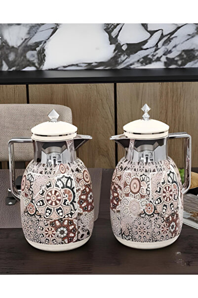 Generic ترامس شاي وقهوة مزخرفة 1+1لتر