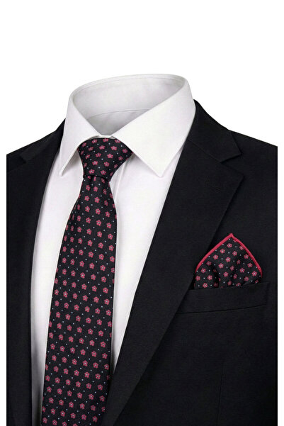 Bursa İpek Black Patterned Silk Tie Set