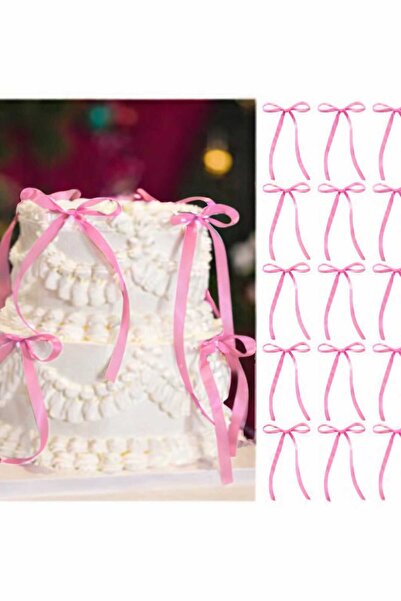 FIRAT.FİYONK PENBE 20 Adet Uzun Hazır Fiyonk | Pasta, Duvar, Balon, Çeyiz, Do...