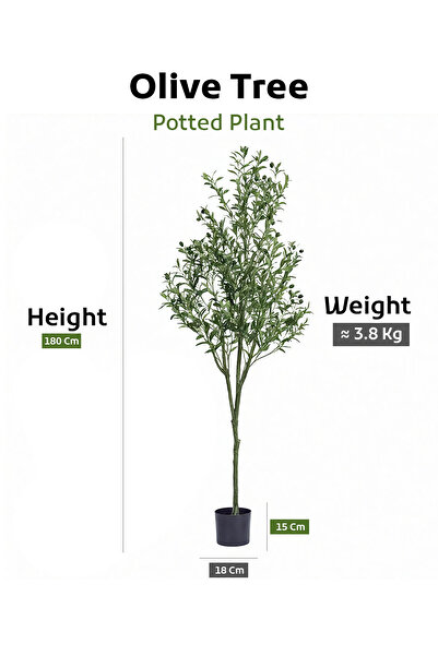 Generic 180cm Artificial Olive Tree in Pot – Realistic Mediterranean Design f...