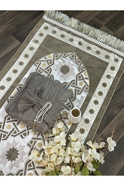Miyar Prayer rug with prayer mat, embroidered sheet with headscarf