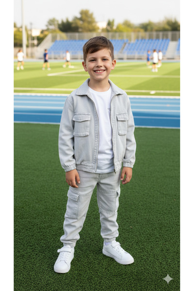 ALYAKİDS Boy's 3-Piece Jogger Short Sleeve T-Shirt Jean Set 3-10 Years Old 18