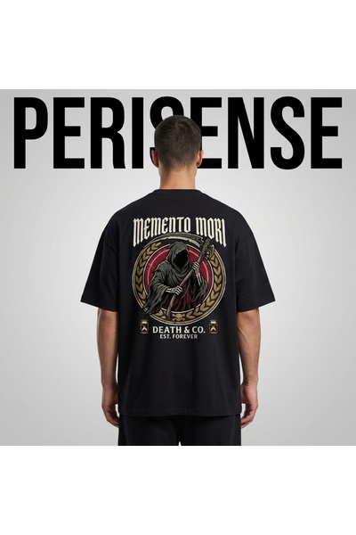 PERISENSE Unisex Grim Reaper Printed Premium Combed Cotton Oversized T-Shirt