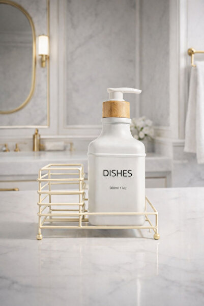 ZÜRİH COLLECTİON Modern White Single Liquid Glass Soap Dispenser – Bamboo Lid...