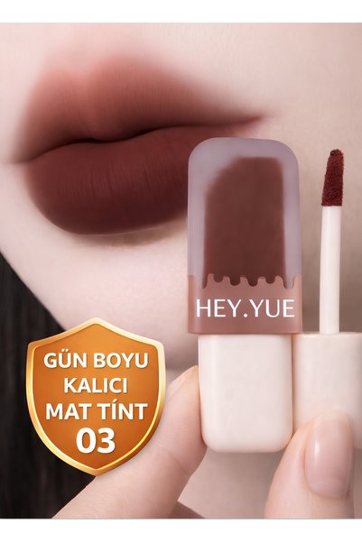 Hey Yue Kadife Etkili Mat Tint 03 – Gün Boyu Kalıcı, Pürüzsüz Dudaklar