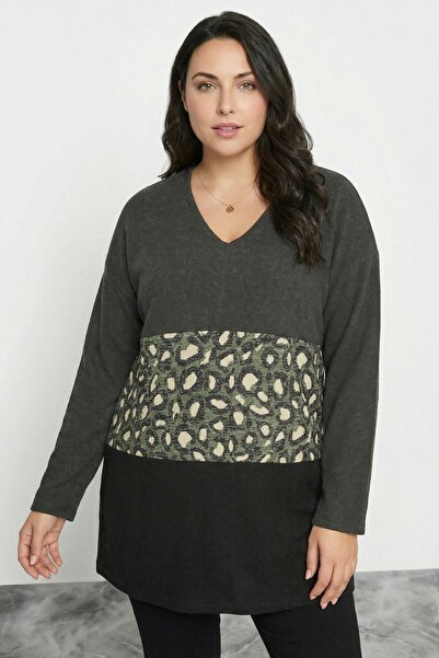 Stil Diva Великий розмір, кольорові блоки, леопардовий візерунок, м'який каше...