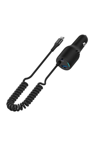 Tradeo شاحن سيارة ثلاثي المنافذ بقدرة 98 واط مع كابل من النوع C، يدعم الشحن ا...