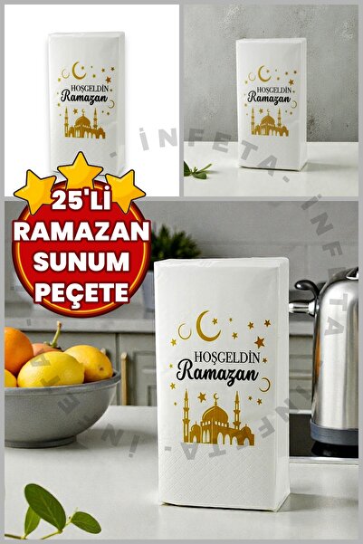 İnfeta Baskılı Peçete Ramazan Sofralarına Özel Baskılı Hoşgeldin Ramazan Peçe...