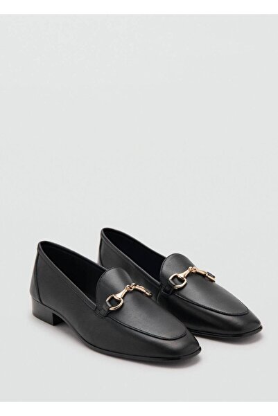 MANGO Woman Tokalı deri makosen ayakkabı