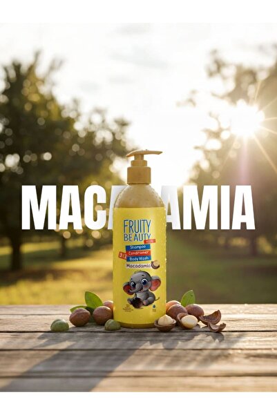 Fruity Beauty شامبو وبلسم وغسول للجسم 3 في 1 من المكاديميا - 850 مل / 29.92 أ...
